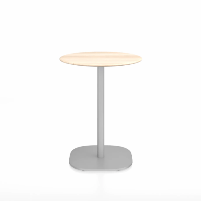 Emeco 2 Inch Flat Base Cafe Table - Round Top Coffee table Emeco Table Top 24&quot; / 60 cm Hand Brushed Accoya Wood