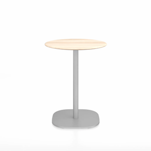 Emeco 2 Inch Flat Base Cafe Table - Round Top Coffee table Emeco Table Top 24" / 60 cm Hand Brushed Accoya Wood