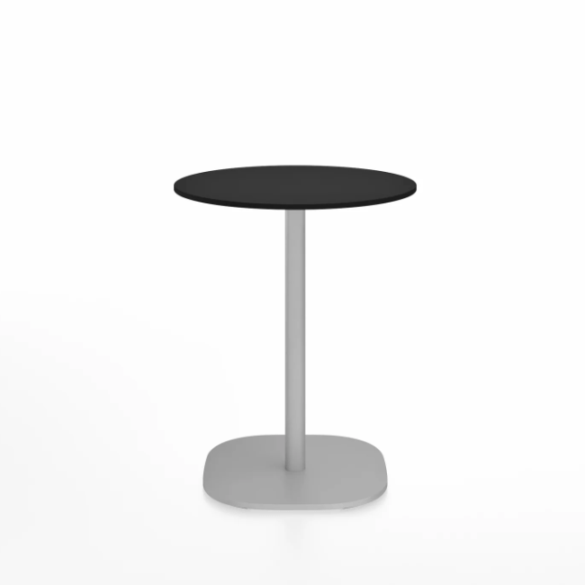 Emeco 2 Inch Flat Base Cafe Table - Round Top Coffee table Emeco Table Top 24&quot; / 60 cm Hand Brushed Black HPL