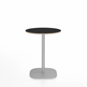 Emeco 2 Inch Flat Base Cafe Table - Round Top Coffee table Emeco Table Top 24" / 60 cm Hand Brushed Black Laminate Plywood