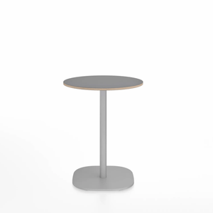 Emeco 2 Inch Flat Base Cafe Table - Round Top Coffee table Emeco Table Top 24" / 60 cm Hand Brushed Gray Laminate Plywood