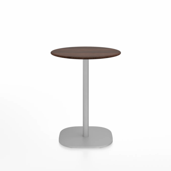 Emeco 2 Inch Flat Base Cafe Table - Round Top Coffee table Emeco Table Top 24&quot; / 60 cm Hand Brushed Walnut Wood