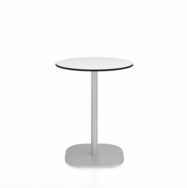 Emeco 2 Inch Flat Base Cafe Table - Round Top Coffee table Emeco Table Top 24&quot; / 60 cm Hand Brushed White HPL