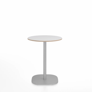 Emeco 2 Inch Flat Base Cafe Table - Round Top Coffee table Emeco Table Top 24" / 60 cm Hand Brushed White Laminate Plywood