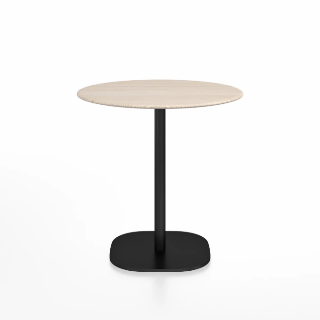 Emeco 2 Inch Flat Base Cafe Table - Round Top Coffee table Emeco Table Top 30&quot; / 76 cm Black Powder Coated Ash Wood