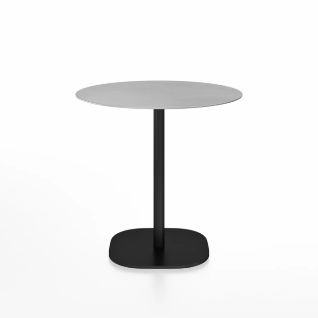 Emeco 2 Inch Flat Base Cafe Table - Round Top Coffee table Emeco Table Top 30" / 76 cm Black Powder Coated Hand Brushed Aluminum