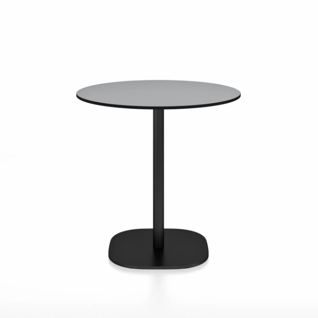 Emeco 2 Inch Flat Base Cafe Table - Round Top Coffee table Emeco Table Top 30&quot; / 76 cm Black Powder Coated Gray HPL