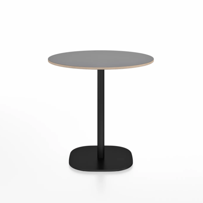 Emeco 2 Inch Flat Base Cafe Table - Round Top Coffee table Emeco Table Top 30&quot; / 76 cm Black Powder Coated Gray Laminate Plywood