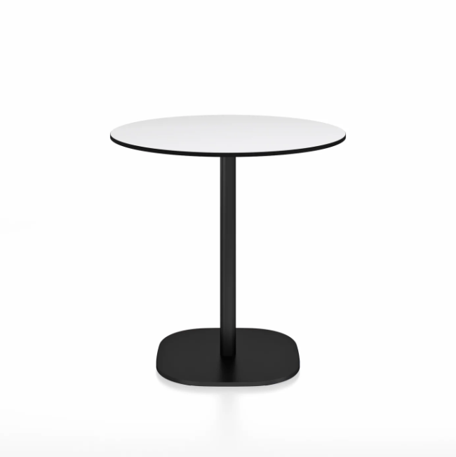 Emeco 2 Inch Flat Base Cafe Table - Round Top Coffee table Emeco Table Top 30&quot; / 76 cm Black Powder Coated White HPL