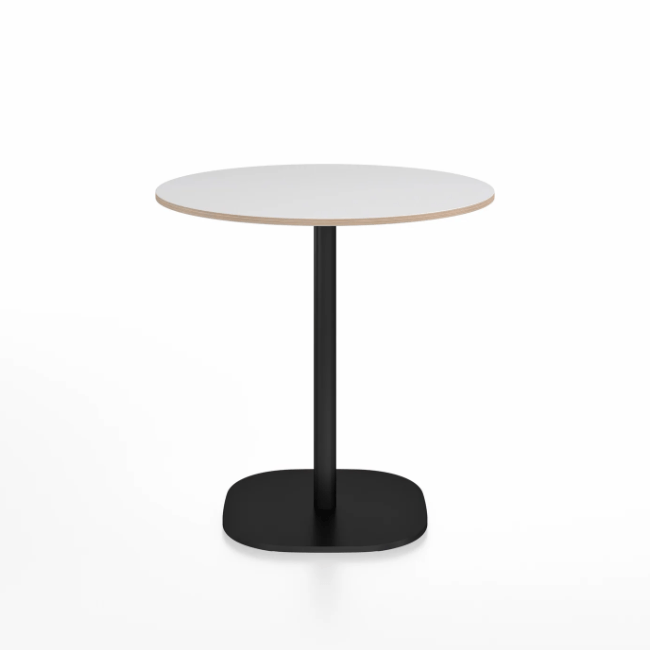 Emeco 2 Inch Flat Base Cafe Table - Round Top Coffee table Emeco Table Top 30&quot; / 76 cm Black Powder Coated White Laminate Plywood