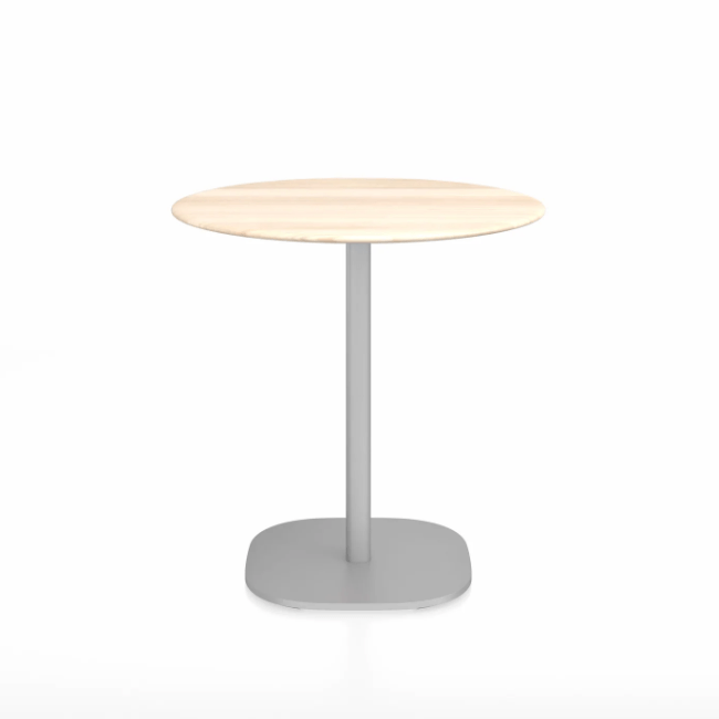 Emeco 2 Inch Flat Base Cafe Table - Round Top Coffee table Emeco Table Top 30&quot; / 76 cm Hand Brushed Accoya Wood