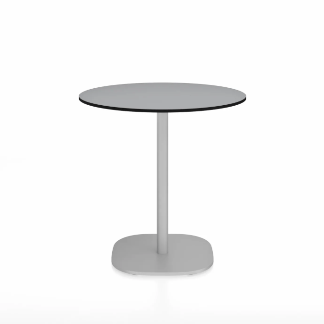 Emeco 2 Inch Flat Base Cafe Table - Round Top Coffee table Emeco Table Top 30" / 76 cm Hand Brushed Gray HPL
