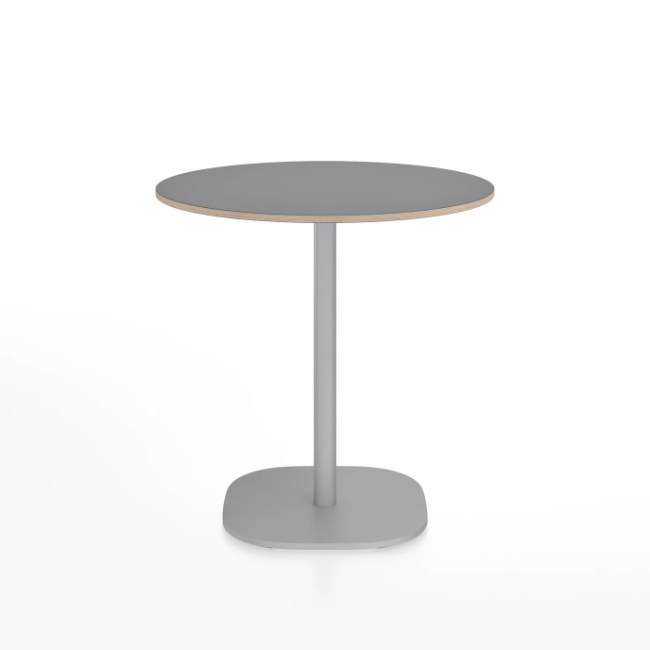Emeco 2 Inch Flat Base Cafe Table - Round Top Coffee table Emeco Table Top 30&quot; / 76 cm Hand Brushed Gray Laminate Plywood