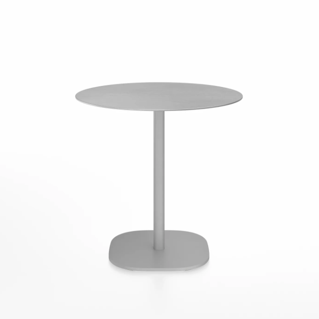 Emeco 2 Inch Flat Base Cafe Table - Round Top Coffee table Emeco Table Top 30&quot; / 76 cm Hand Brushed Hand Brushed Aluminum