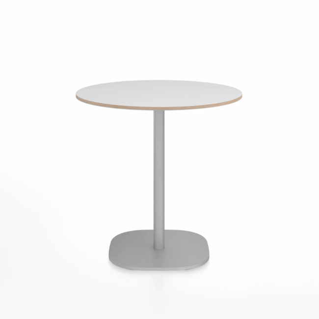 Emeco 2 Inch Flat Base Cafe Table - Round Top Coffee table Emeco Table Top 30&quot; / 76 cm Hand Brushed White Laminate Plywood