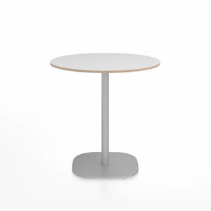 Emeco 2 Inch Flat Base Cafe Table - Round Top Coffee table Emeco Table Top 30" / 76 cm Hand Brushed White Laminate Plywood