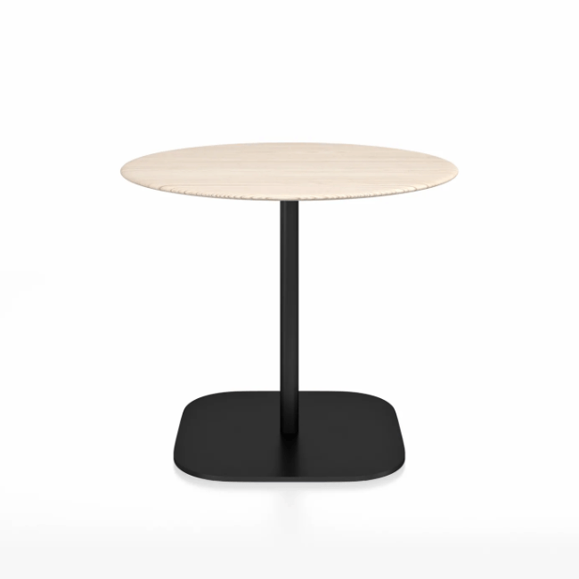 Emeco 2 Inch Flat Base Cafe Table - Round Top Coffee table Emeco Table Top 36" / 91 cm Black Powder Coated Ash Wood