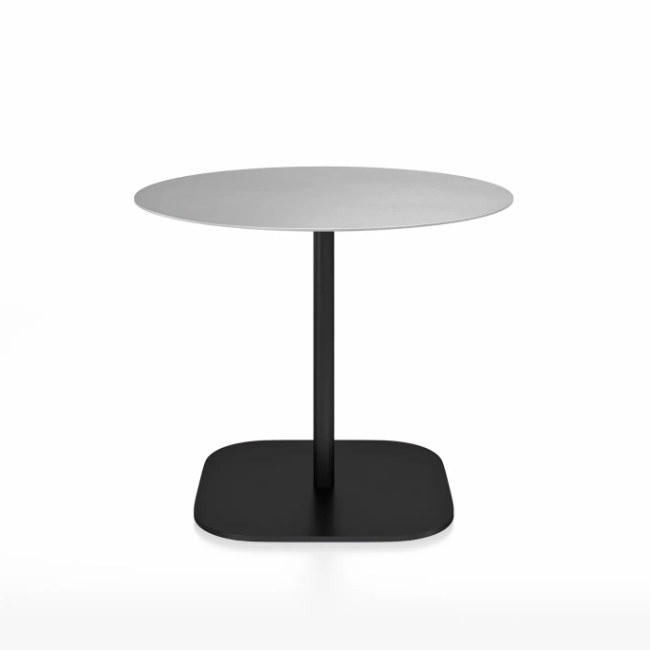 Emeco 2 Inch Flat Base Cafe Table - Round Top Coffee table Emeco Table Top 36&quot; / 91 cm Black Powder Coated Hand Brushed Aluminum