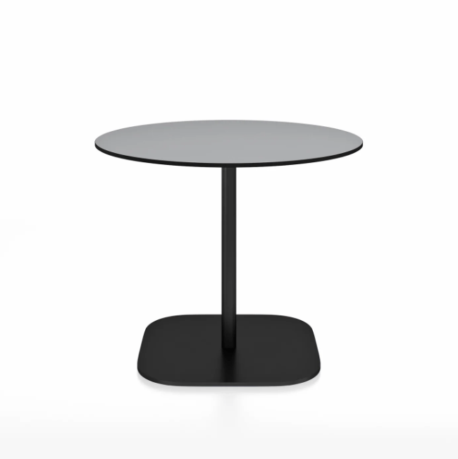 Emeco 2 Inch Flat Base Cafe Table - Round Top Coffee table Emeco Table Top 36" / 91 cm Black Powder Coated Gray HPL