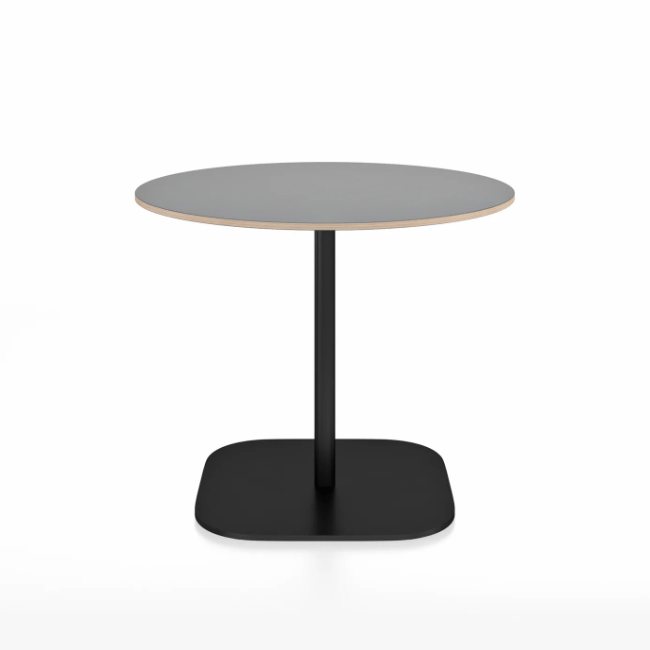Emeco 2 Inch Flat Base Cafe Table - Round Top Coffee table Emeco Table Top 36&quot; / 91 cm Black Powder Coated Gray Laminate Plywood