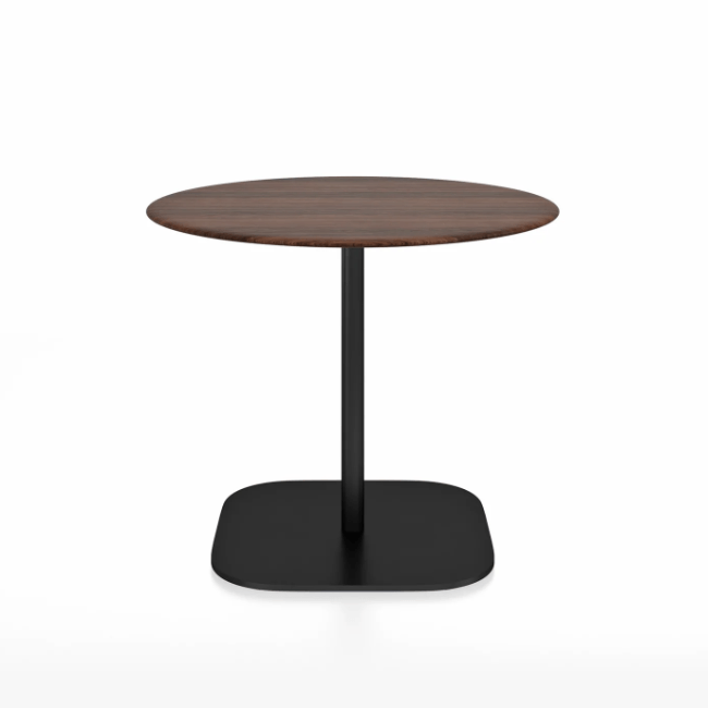 Emeco 2 Inch Flat Base Cafe Table - Round Top Coffee table Emeco Table Top 36&quot; / 91 cm Black Powder Coated Walnut Wood