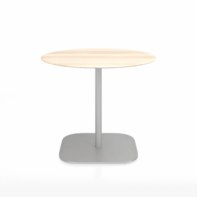 Emeco 2 Inch Flat Base Cafe Table - Round Top Coffee table Emeco Table Top 36&quot; / 91 cm Hand Brushed Accoya Wood