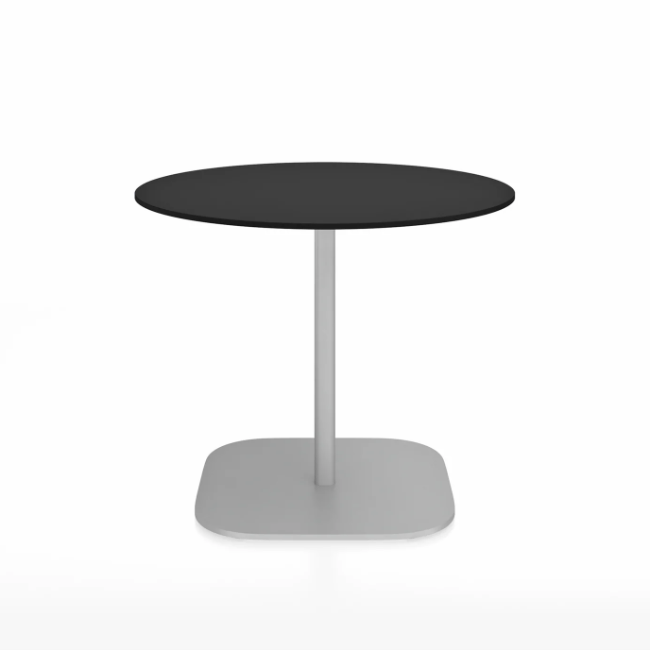 Emeco 2 Inch Flat Base Cafe Table - Round Top Coffee table Emeco Table Top 36&quot; / 91 cm Hand Brushed Black HPL