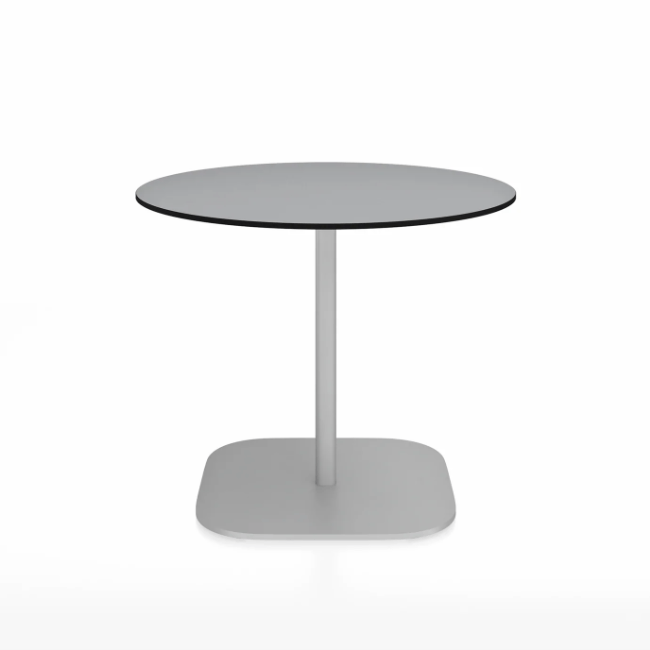 Emeco 2 Inch Flat Base Cafe Table - Round Top Coffee table Emeco Table Top 36" / 91 cm Hand Brushed Gray HPL