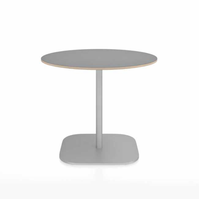 Emeco 2 Inch Flat Base Cafe Table - Round Top Coffee table Emeco Table Top 36&quot; / 91 cm Hand Brushed Gray Laminate Plywood