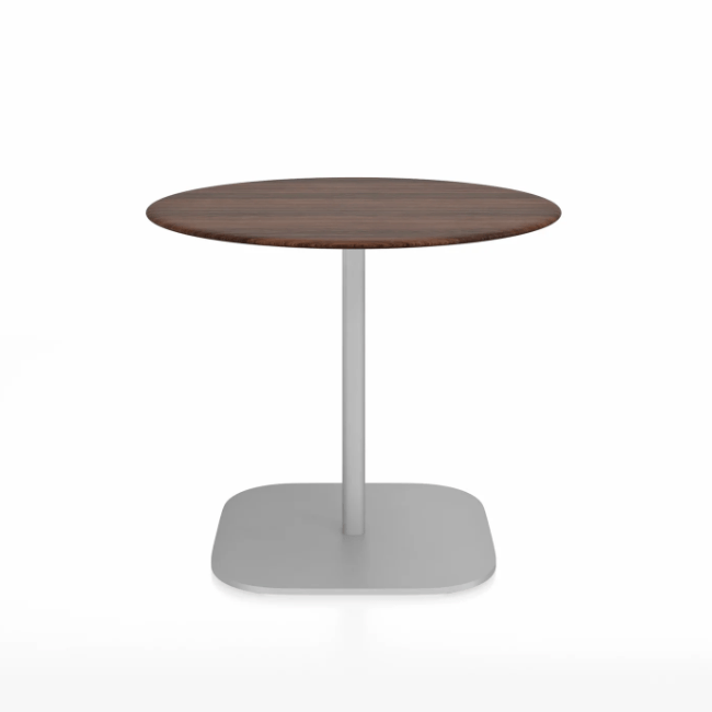 Emeco 2 Inch Flat Base Cafe Table - Round Top Coffee table Emeco Table Top 36&quot; / 91 cm Hand Brushed Walnut Wood