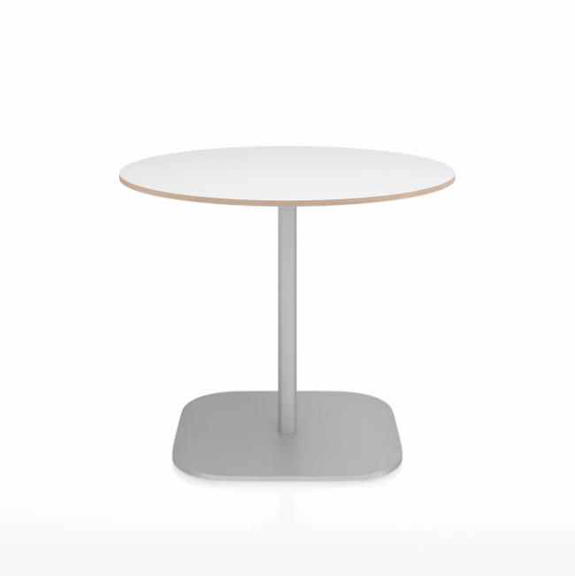 Emeco 2 Inch Flat Base Cafe Table - Round Top Coffee table Emeco Table Top 36&quot; / 91 cm Hand Brushed White Laminate Plywood