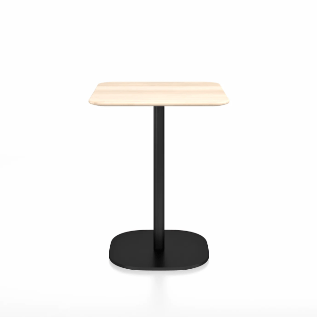 Emeco 2 Inch Flat Base Cafe Table - Square Top Coffee table Emeco Table Top 24" Black Powder Coated Aluminum Accoya Wood