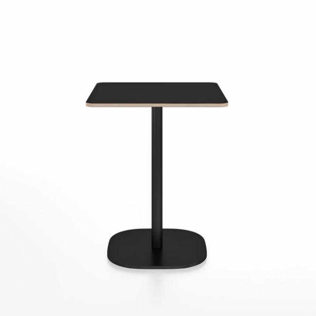 Emeco 2 Inch Flat Base Cafe Table - Square Top Coffee table Emeco Table Top 24&quot; Black Powder Coated Aluminum Black Laminate Plywood