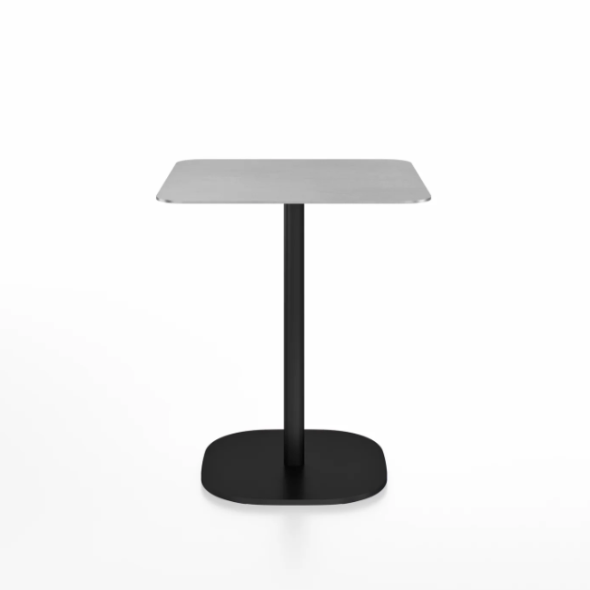 Emeco 2 Inch Flat Base Cafe Table - Square Top Coffee table Emeco Table Top 24&quot; Black Powder Coated Aluminum Hand Brushed Aluminum