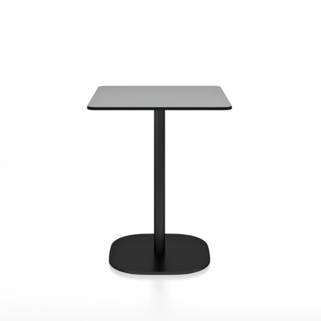 Emeco 2 Inch Flat Base Cafe Table - Square Top Coffee table Emeco Table Top 24&quot; Black Powder Coated Aluminum Gray HPL