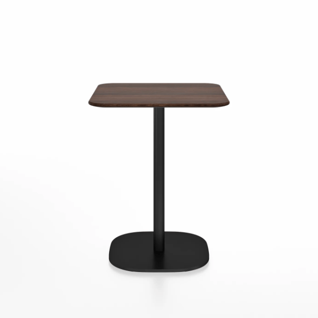 Emeco 2 Inch Flat Base Cafe Table - Square Top Coffee table Emeco Table Top 24" Black Powder Coated Aluminum Walnut Wood