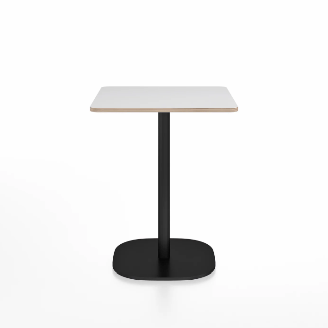 Emeco 2 Inch Flat Base Cafe Table - Square Top Coffee table Emeco Table Top 24" Black Powder Coated Aluminum White Laminate Plywood