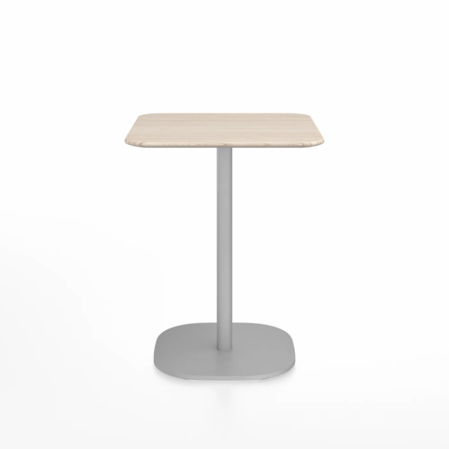 Emeco 2 Inch Flat Base Cafe Table - Square Top Coffee table Emeco Table Top 24&quot; Hand Brushed Aluminum Ash Wood