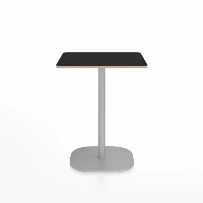 Emeco 2 Inch Flat Base Cafe Table - Square Top Coffee table Emeco Table Top 24&quot; Hand Brushed Aluminum Black Laminate Plywood