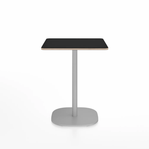 Emeco 2 Inch Flat Base Cafe Table - Square Top Coffee table Emeco Table Top 24" Hand Brushed Aluminum Black Laminate Plywood