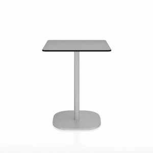Emeco 2 Inch Flat Base Cafe Table - Square Top Coffee table Emeco Table Top 24" Hand Brushed Aluminum Gray HPL