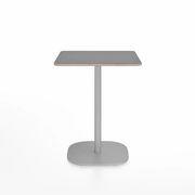 Emeco 2 Inch Flat Base Cafe Table - Square Top Coffee table Emeco Table Top 24" Hand Brushed Aluminum Gray Laminate Plywood