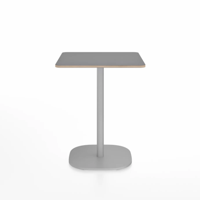 Emeco 2 Inch Flat Base Cafe Table - Square Top Coffee table Emeco Table Top 24&quot; Hand Brushed Aluminum Gray Laminate Plywood