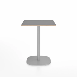 Emeco 2 Inch Flat Base Cafe Table - Square Top Coffee table Emeco Table Top 24" Hand Brushed Aluminum Gray Laminate Plywood