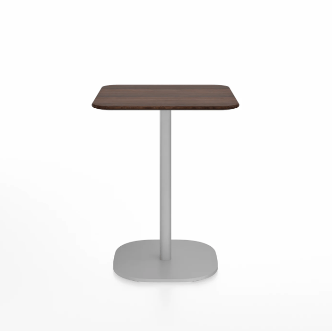 Emeco 2 Inch Flat Base Cafe Table - Square Top Coffee table Emeco Table Top 24" Hand Brushed Aluminum Walnut Wood