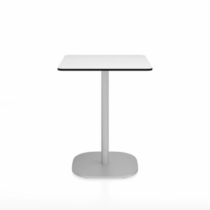 Emeco 2 Inch Flat Base Cafe Table - Square Top Coffee table Emeco Table Top 24" Hand Brushed Aluminum White HPL
