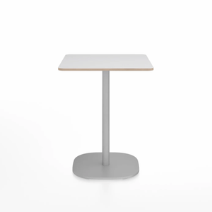 Emeco 2 Inch Flat Base Cafe Table - Square Top Coffee table Emeco Table Top 24" Hand Brushed Aluminum White Laminate Plywood