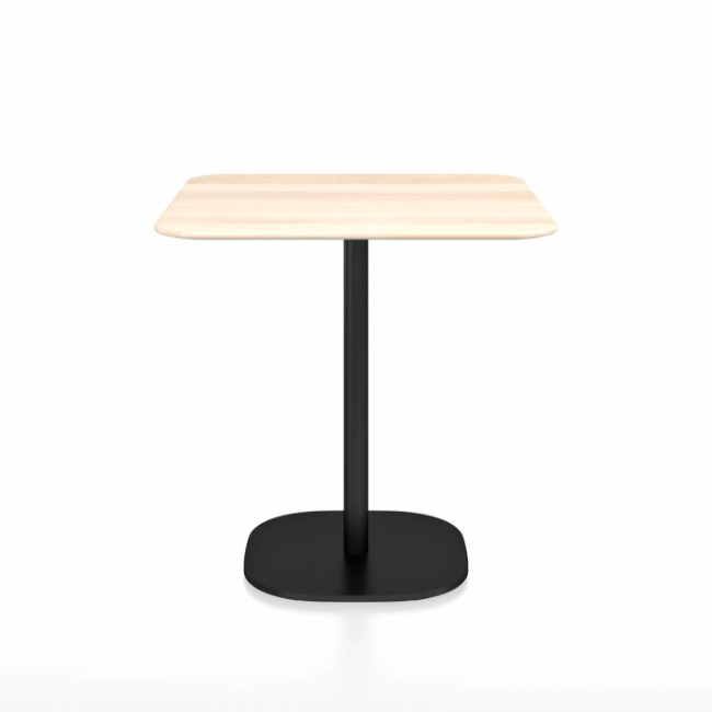Emeco 2 Inch Flat Base Cafe Table - Square Top Coffee table Emeco Table Top 30&quot; Black Powder Coated Aluminum Accoya Wood