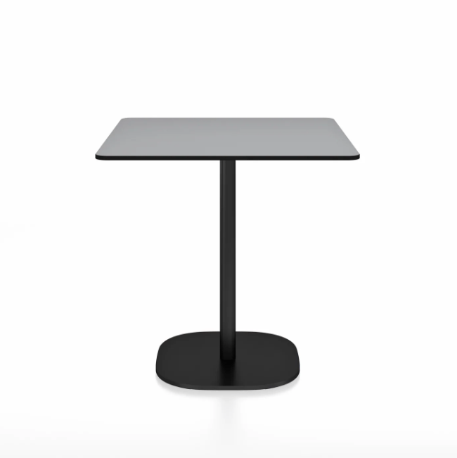 Emeco 2 Inch Flat Base Cafe Table - Square Top Coffee table Emeco Table Top 30&quot; Black Powder Coated Aluminum Gray HPL