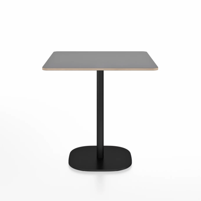 Emeco 2 Inch Flat Base Cafe Table - Square Top Coffee table Emeco Table Top 30" Black Powder Coated Aluminum Gray Laminate Plywood